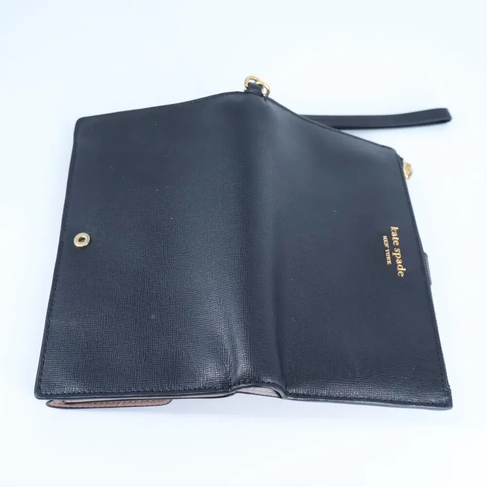 Kate Spade Spencer Phone Wallet Black Wristlet Slim Bifold Saffiano Leather